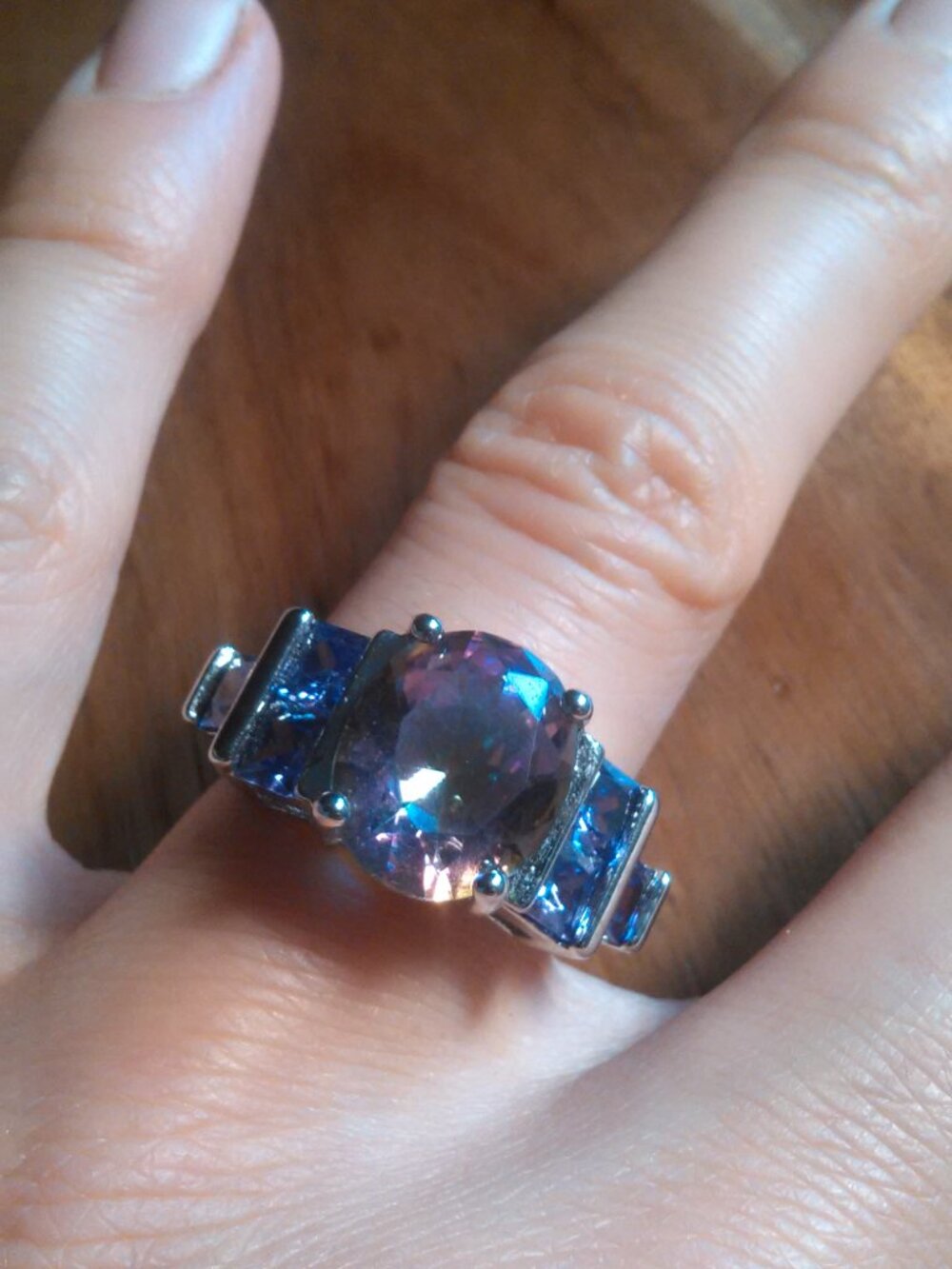 Simulated Mystic Topaz and Purple Crystal Ring (Size 7) - Picture 12 of 16